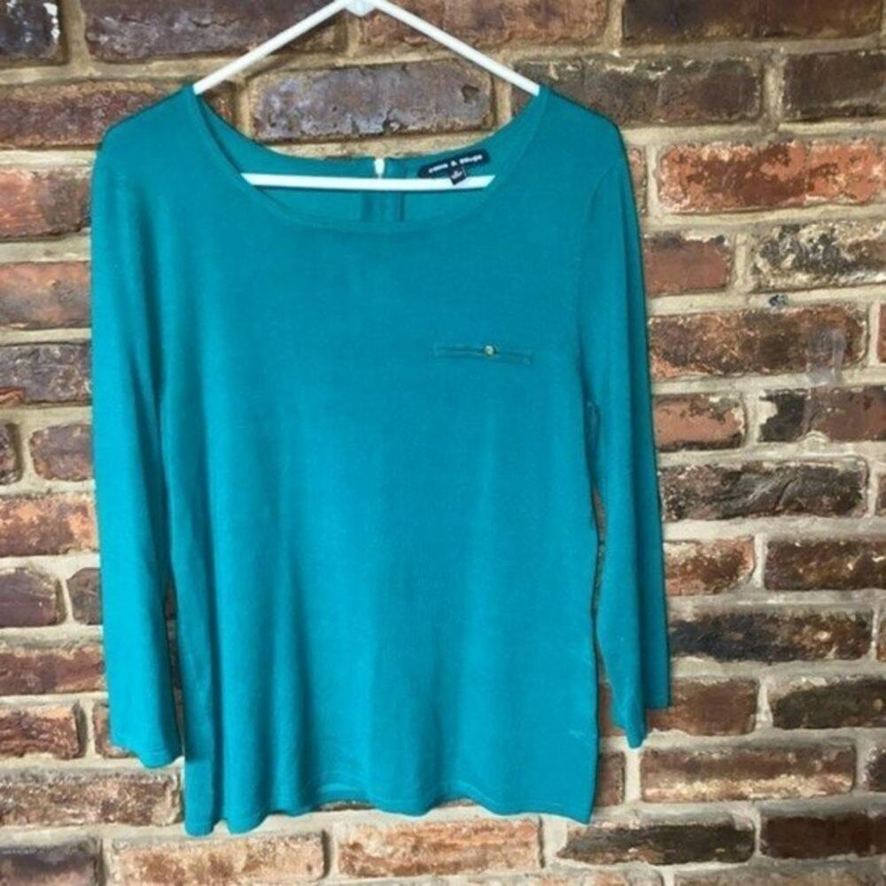 Cable + Gauge Green Quarter Zip Pullover Sweater Women's Size Medium